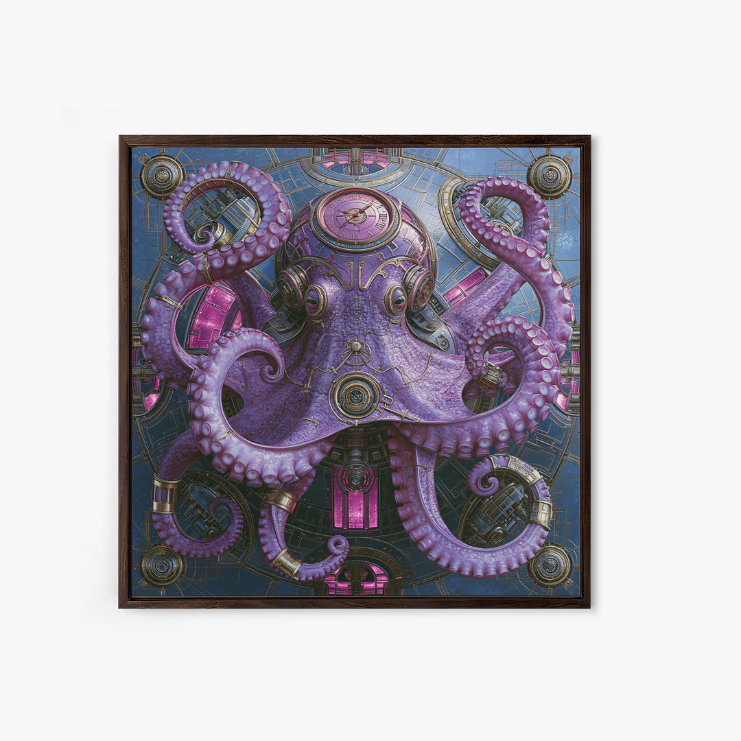 Steampunk Octopus with Brass Tentacles Canvas Print, Steampunk Art, Fine Art Print, Living Room Decor, Fine Art, Mechanic, STE-1x1-5