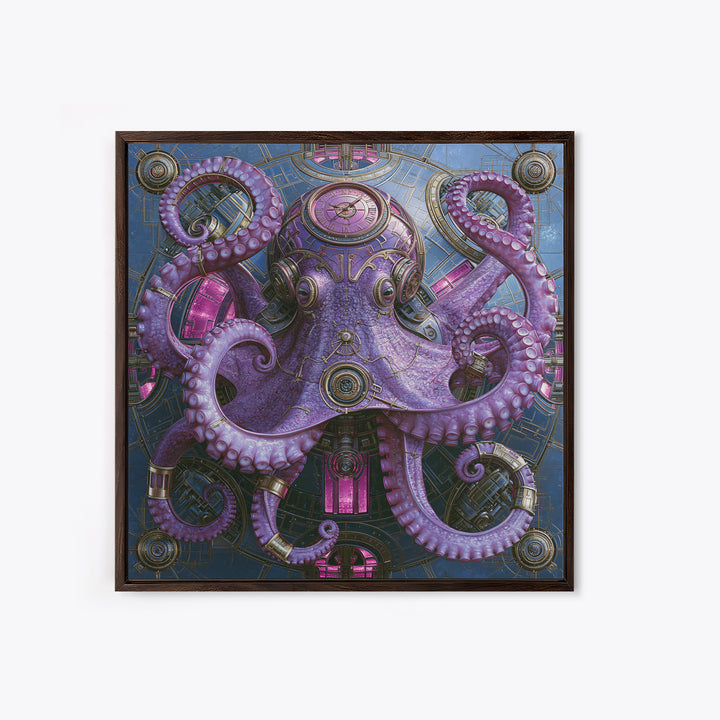 Steampunk Octopus with Brass Tentacles Canvas Print, Steampunk Art, Fine Art Print, Living Room Decor, Fine Art, Mechanic, STE-1x1-5