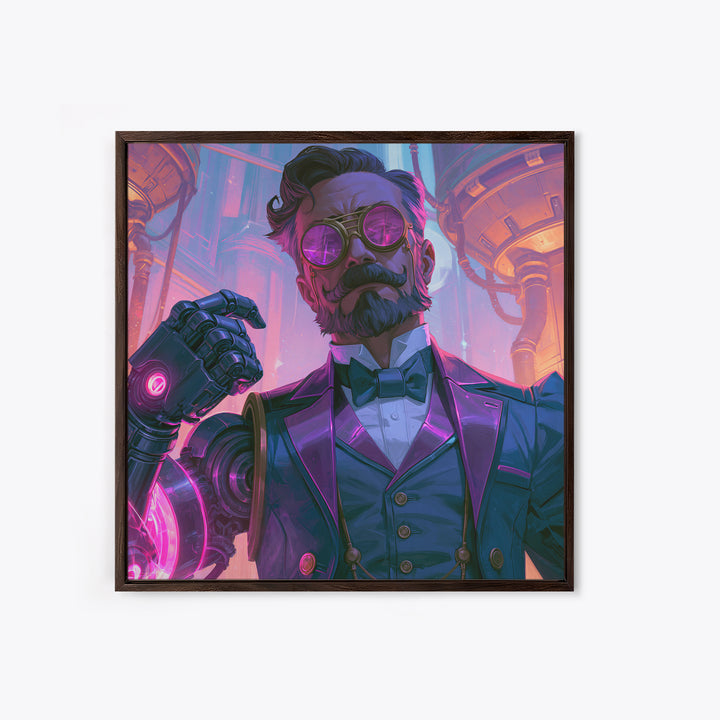 Victorian Inventor Portrait Canvas Print, Steampunk Art, Abstract Art Print, Living Room Decor, Fine Art, Mechanic, STE-1x1-55