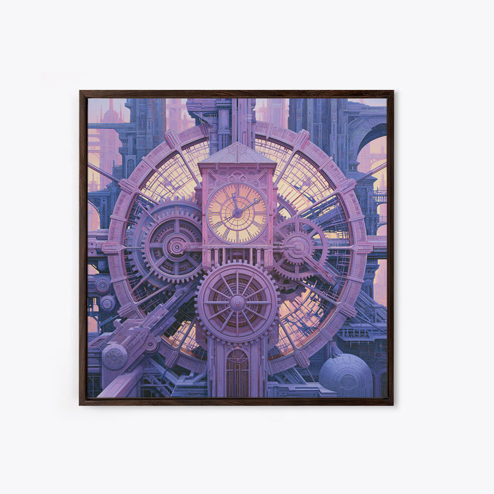 Clock Tower Gears Framed Canvas Print, Steampunk Art, Boho Decor, Living Room Decor, Oil Painting, Mechanic, Art Print, STE-1x1-61