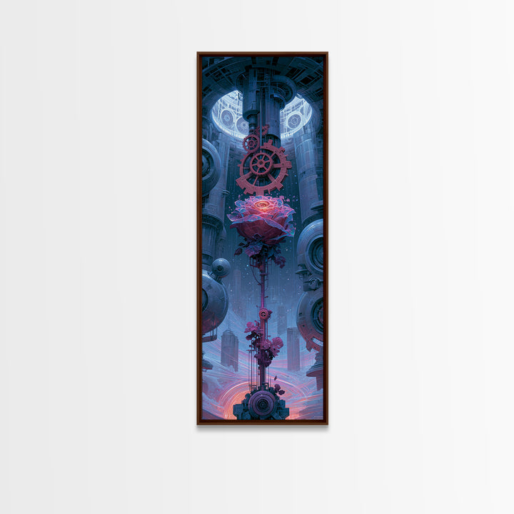 Mechanical Rose Made of Copper Gears Framed Canvas Print, Steampunk Art, Canvas Art, Living Room Decor, Abstract Art, Mechanic, STE-1x3-15