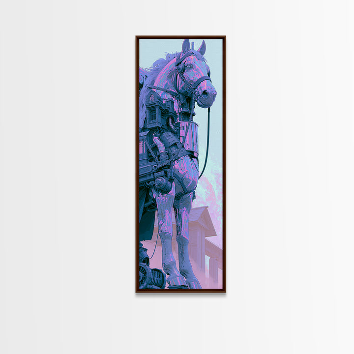Steam Powered Horse Canvas Print, Steampunk Art, Printable Art, Living Room Decor, Oil Painting, Mechanic, Steampunk Decor, STE-1x3-27