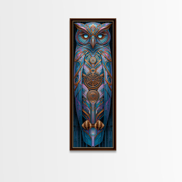 Brass Clockwork Owl Canvas Print, Steampunk Art, Minimalist Decor, Living Room Decor, Fine Art, Mechanic, Abstract Art, STE-1x3-37