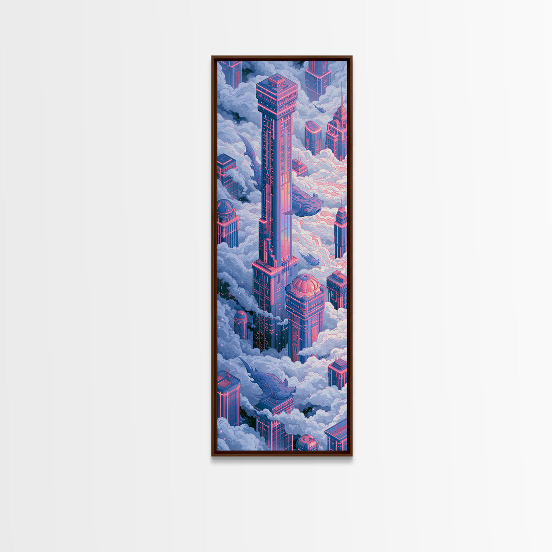 Mechanical Fish Swimming Through Clouds Canvas Print, Steampunk Art, Abstract Art Print, Living Room Decor, Mechanic, STE-1x3-58