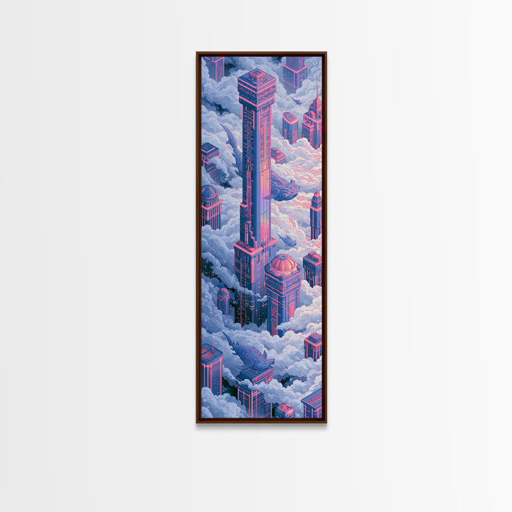 Mechanical Fish Swimming Through Clouds Canvas Print, Steampunk Art, Abstract Art Print, Living Room Decor, Mechanic, STE-1x3-58