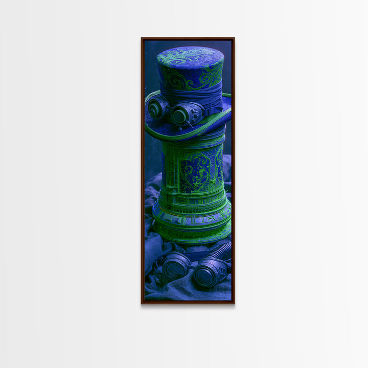 Top Hat and Goggles Still Life Framed Canvas Print, Steampunk Art, Wall Art Print, Living Room Decor, Fine Art, Mechanic, STE-1x3-64