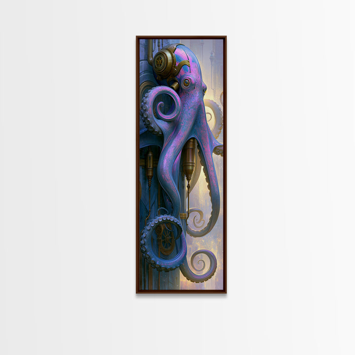 Steampunk Octopus with Brass Tentacles Canvas Print, Steampunk Art, Art Print, Living Room Decor, Fine Art, Mechanic, STE-1x3-65