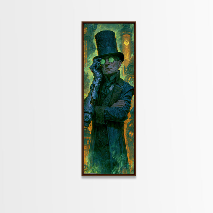 Victorian Inventor Portrait Canvas Print, Steampunk Art, Abstract Art Print, Living Room Decor, Fine Art, Mechanic, STE-1x3-67