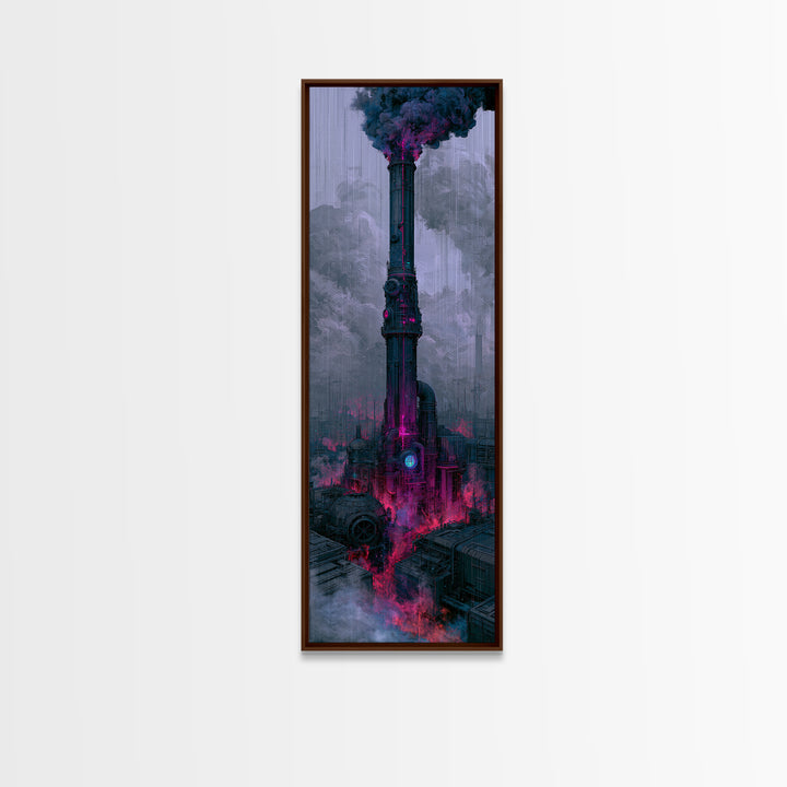 Steam Powered City Skyline Canvas Print, Steampunk Art, Wall Art Living Room, Living Room Decor, Abstract Art, Mechanic, STE-1x3-81