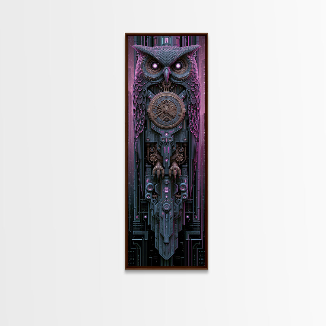 Brass Clockwork Owl Canvas Print, Steampunk Art, Art Nouveau, Living Room Decor, Mechanic, Modern Art, Digital Download Art, STE-1x3-85