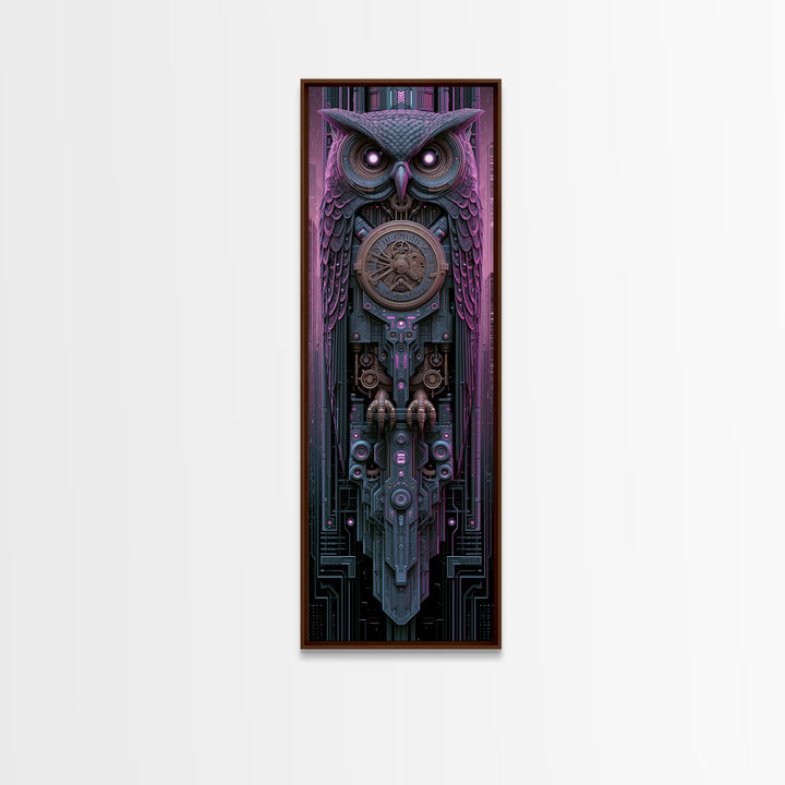 Brass Clockwork Owl Canvas Print, Steampunk Art, Art Nouveau, Living Room Decor, Mechanic, Modern Art, Digital Download Art, STE-1x3-85