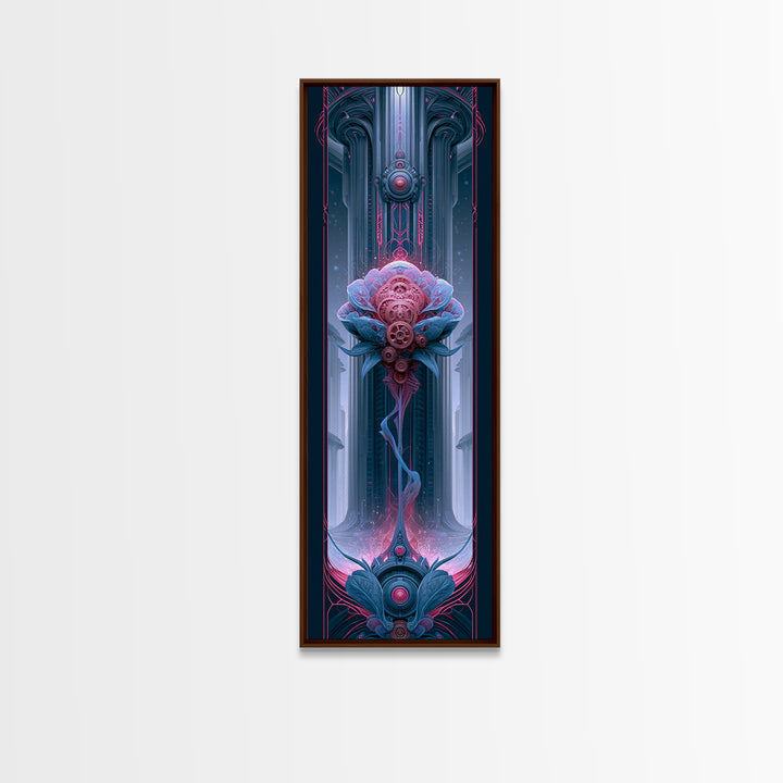 Mechanical Rose Made of Copper Gears Framed Canvas Print, Steampunk Art, Statement Artwork, Living Room Decor, Mechanic, STE-1x3-87