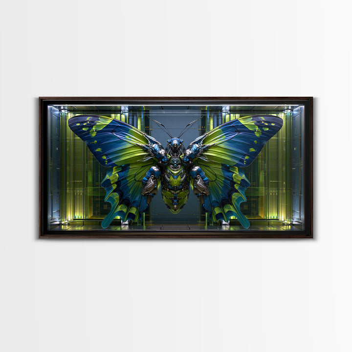 Mechanical Butterfly Specimen Framed Canvas Print, Steampunk Art, Contemporary Art, Living Room Decor, Fine Art, Mechanic, STE-2x1-10