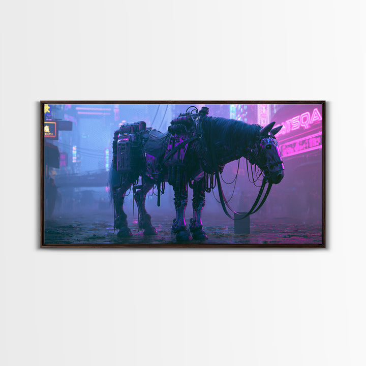 Steam Powered Horse Framed Canvas Print, Steampunk Art, Wall Art Living Room, Living Room Decor, Mechanic, Modern Decor, STE-2x1-11