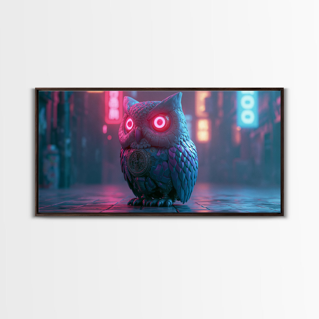Brass Clockwork Owl Canvas Print, Steampunk Art, Living Room Decor, Oil Painting, Mechanic, Whimsigoth Decor, STE-2x1-21