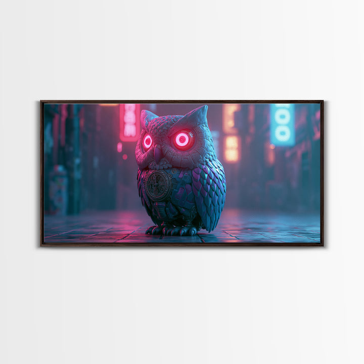 Brass Clockwork Owl Canvas Print, Steampunk Art, Living Room Decor, Oil Painting, Mechanic, Whimsigoth Decor, STE-2x1-21