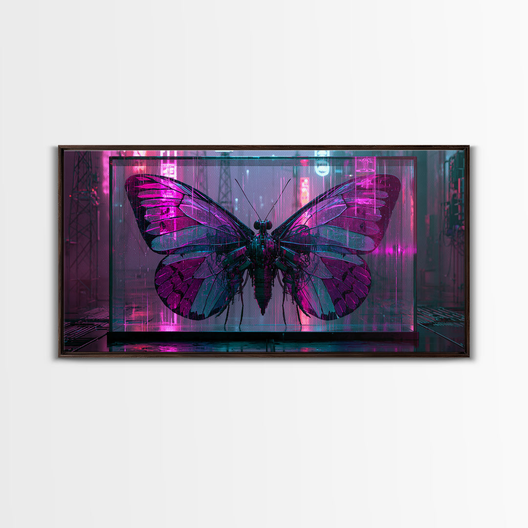 Mechanical Butterfly Specimen Framed Canvas Print, Steampunk Art, Contemporary Art, Living Room Decor, Fine Art, Mechanic, STE-2x1-34