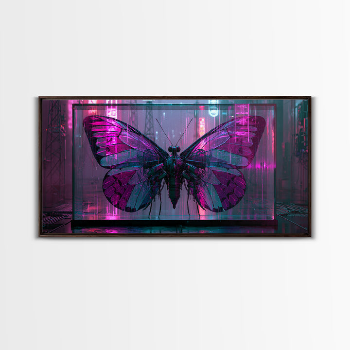 Mechanical Butterfly Specimen Framed Canvas Print, Steampunk Art, Contemporary Art, Living Room Decor, Fine Art, Mechanic, STE-2x1-34