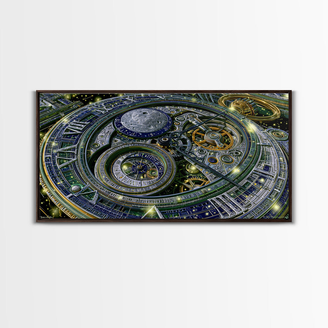 Gear Filled Pocket Watch Canvas Print, Steampunk Art, Boho Wall Art, Living Room Decor, Fine Art, Mechanic, Dark Art, STE-2x1-76
