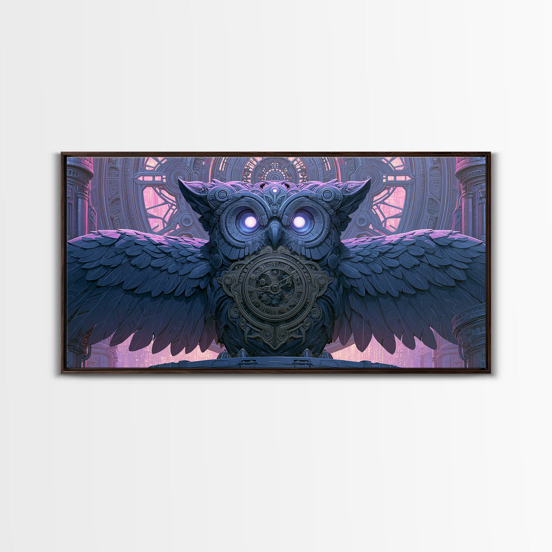 Brass Clockwork Owl Canvas Print, Steampunk Art, Wall Art Print, Living Room Decor, Fine Art, Mechanic, Gallery Decor, STE-2x1-93