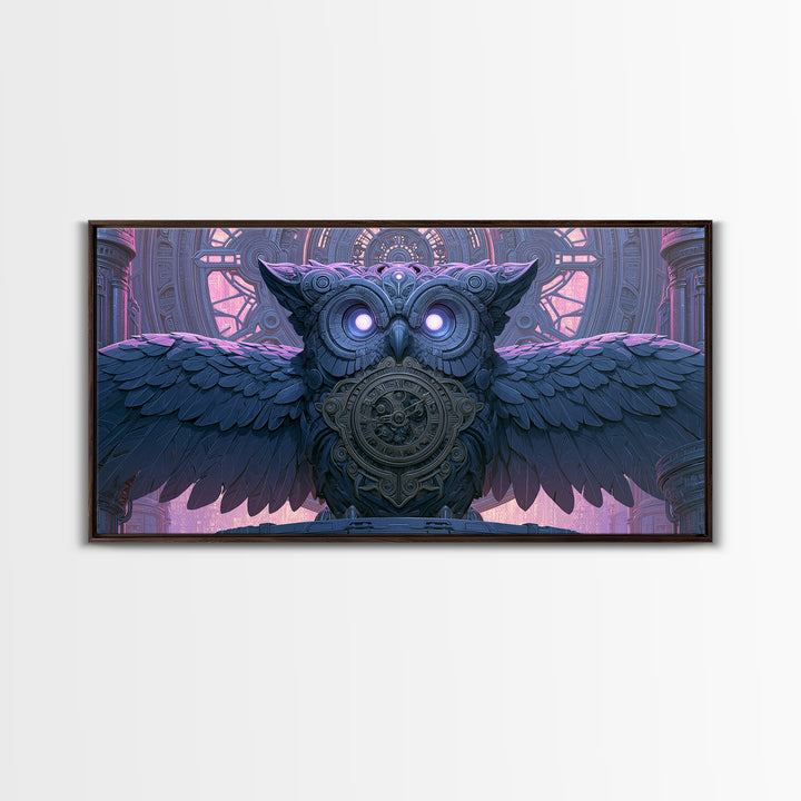 Brass Clockwork Owl Canvas Print, Steampunk Art, Wall Art Print, Living Room Decor, Fine Art, Mechanic, Gallery Decor, STE-2x1-93