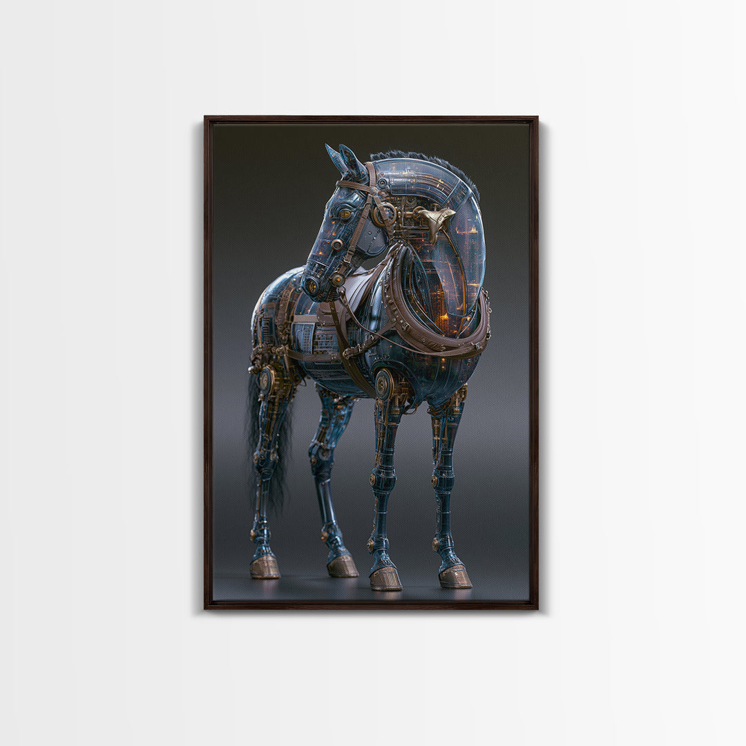 Steam Powered Horse Canvas Print, Steampunk Art, Digital Art, Living Room Decor, Mechanic, Wall Art Print, Whimsigoth Decor, STE-2x3-23