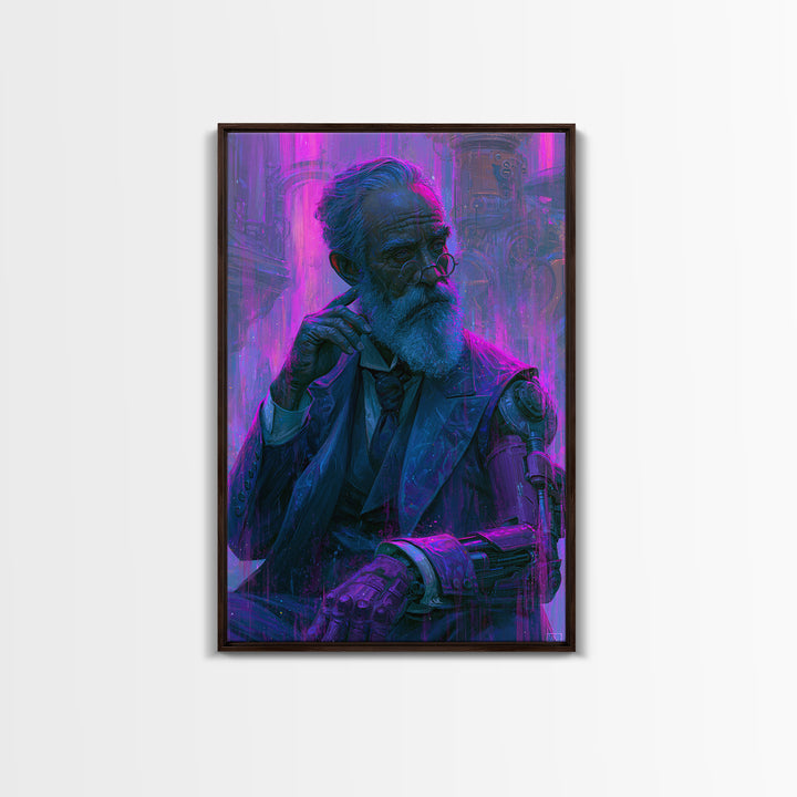 Victorian Inventor Portrait Framed Canvas Print, Steampunk Art, Whimsical Decor, Living Room Decor, Fine Art, Mechanic, STE-2x3-63