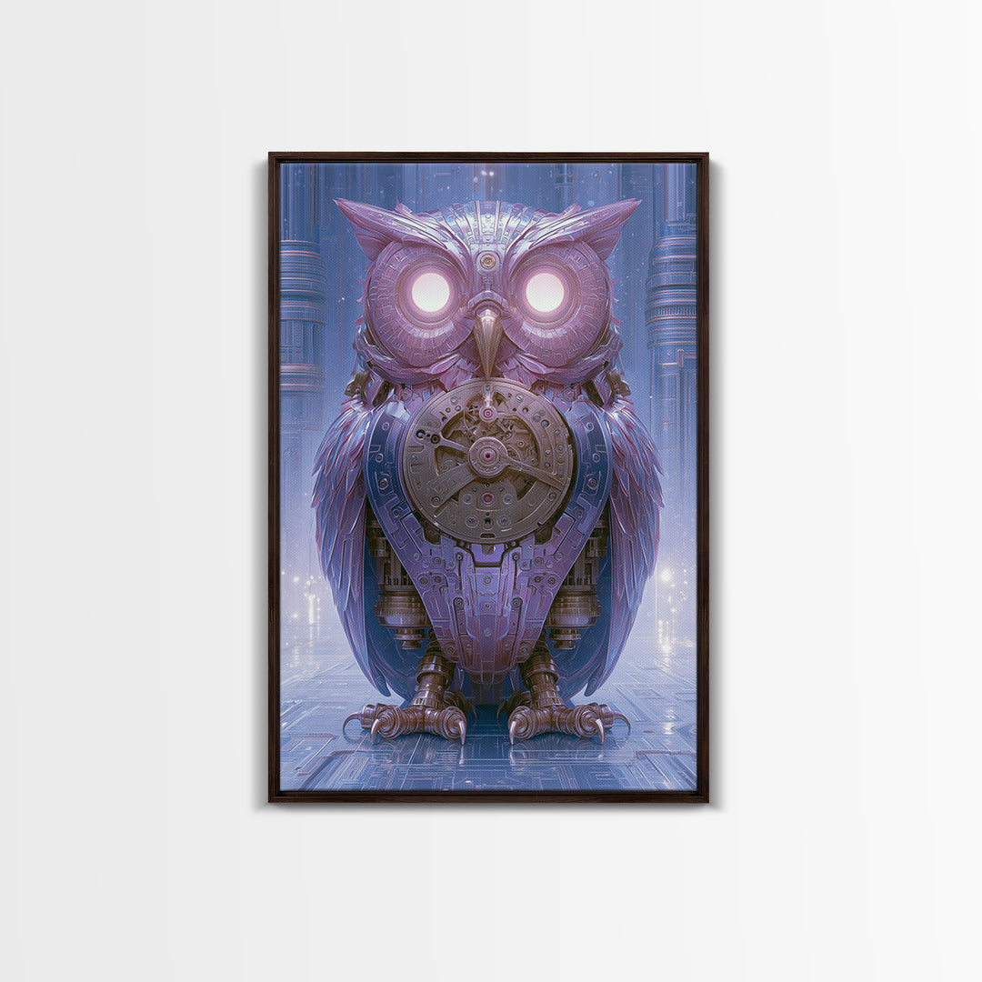 Brass Clockwork Owl Canvas Print, Steampunk Art, Art Nouveau, Living Room Decor, Mechanic, Modern Art, Digital Download Art, STE-2x3-9