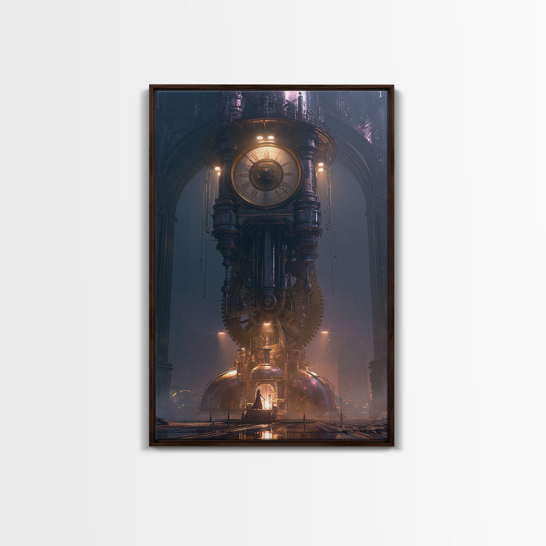 Clock Tower Gears Framed Canvas Print, Steampunk Art, Wall Art Print, Living Room Decor, Fine Art, Mechanic, Gallery Decor, STE-2x3-93