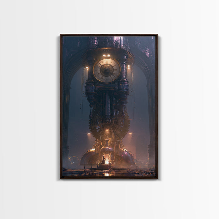 Clock Tower Gears Framed Canvas Print, Steampunk Art, Wall Art Print, Living Room Decor, Fine Art, Mechanic, Gallery Decor, STE-2x3-93