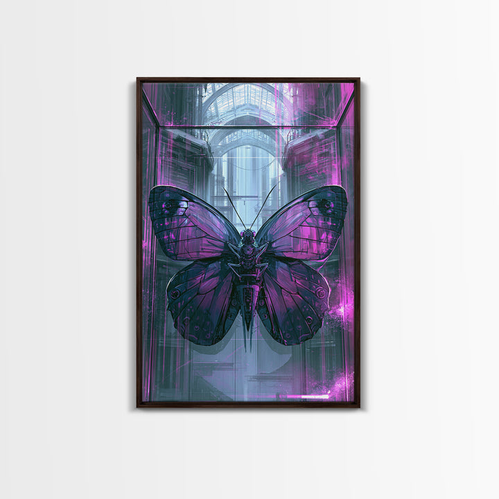 Mechanical Butterfly Specimen Framed Canvas Print, Steampunk Art, Digital Print, Living Room Decor, Fine Art, Mechanic, STE-2x3-94