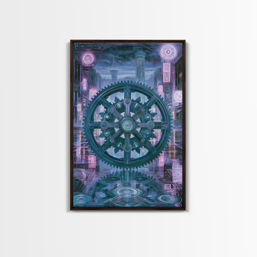 Cogwheel Mandala in Bronze and Teal Canvas Print, Steampunk Art, Wall Art Print, Living Room Decor, Fine Art, Mechanic, STE-2x3-96