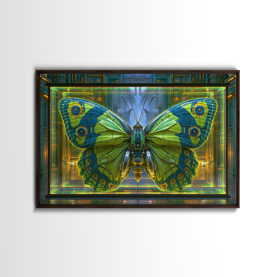 Mechanical Butterfly Specimen Canvas Print, Steampunk Art, Whimsigoth Decor, Living Room Decor, Mechanic, Neutral Decor, STE-3x2-42