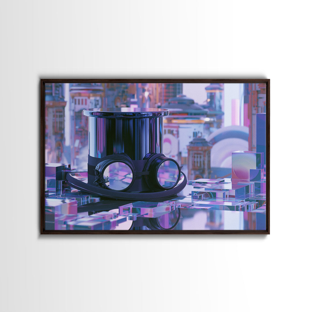 Top Hat and Goggles Still Life Canvas Print, Steampunk Art, Room Decor, Living Room Decor, Fine Art, Mechanic, Original Art, STE-3x2-56