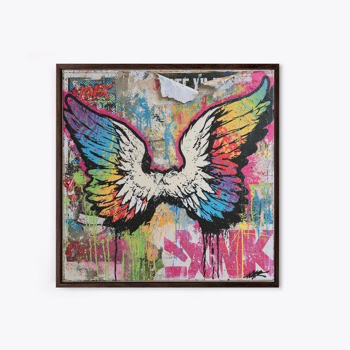 Graffiti Angel Wings Canvas Print, Street Art, Poster, Living Room Decor, Fine Art, Urban, Poster Prints, Watercolor Painting, STR-1x1-77