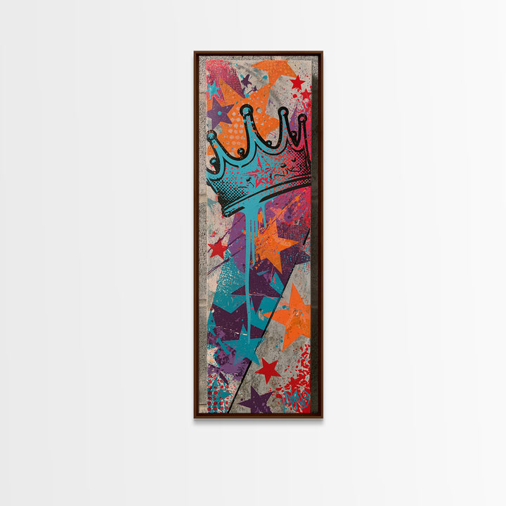 Drippy Crown and Stars Composition Canvas Print, Street Art, Painting, Living Room Decor, Fine Art, Urban, Abstract Painting, STR-1x3-32