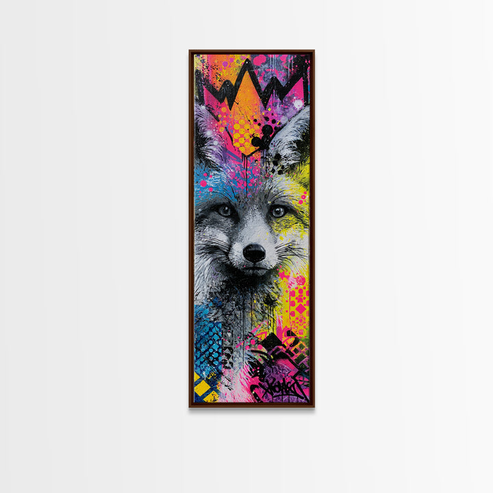 Urban Fox Wearing a Crown of Spray Canvas Print, Street Art, Gallery Decor, Living Room Decor, Fine Art, Urban, Wall Art, STR-1x3-38