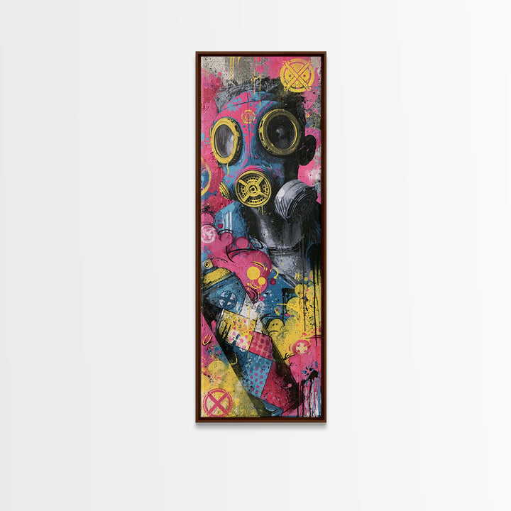 Masked Figure Surrounded by Aerosol Clouds Canvas Print, Street Art, Colorful Wall Art, Living Room Decor, Fine Art, Urban, STR-1x3-72
