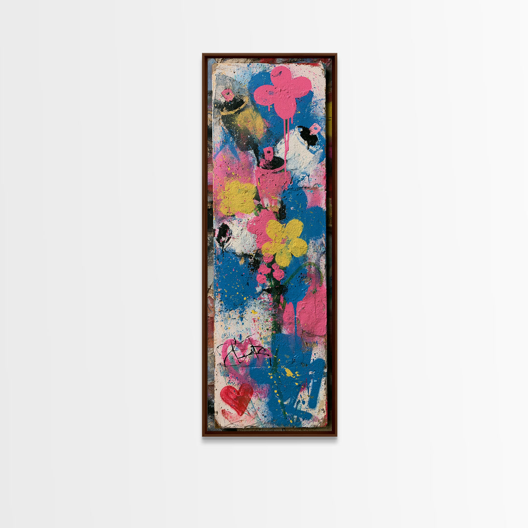 Spray Can Bouquet Framed Canvas Print, Street Art, Neutral Decor, Living Room Decor, Fine Art, Urban, Home Decor, Poster, STR-1x3-75