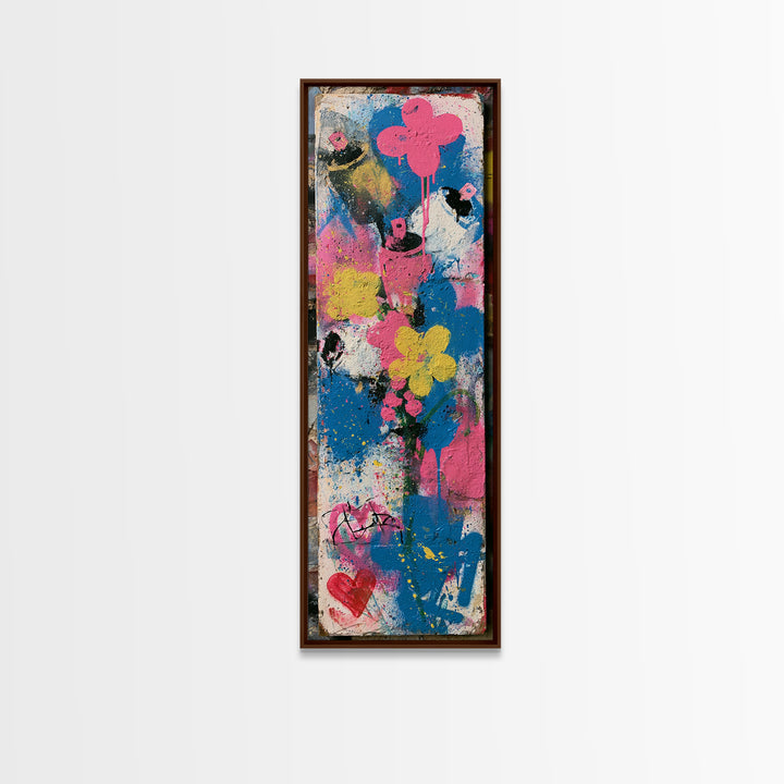 Spray Can Bouquet Framed Canvas Print, Street Art, Neutral Decor, Living Room Decor, Fine Art, Urban, Home Decor, Poster, STR-1x3-75