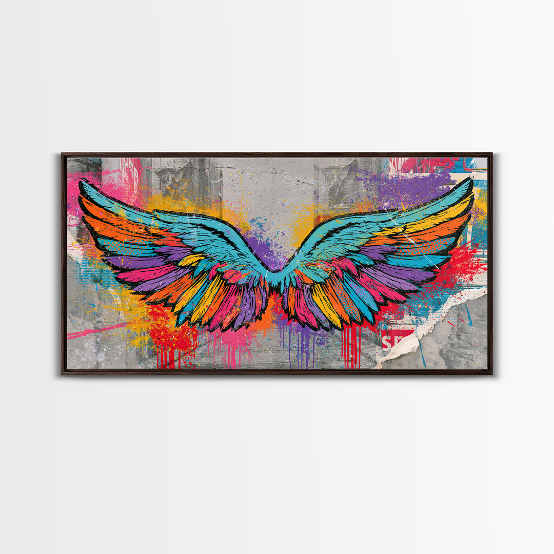 Graffiti Angel Wings Canvas Print, Street Art, Abstract Art, Living Room Decor, Fine Art, Urban, Anime Art, Original Artwork, STR-2x1-73