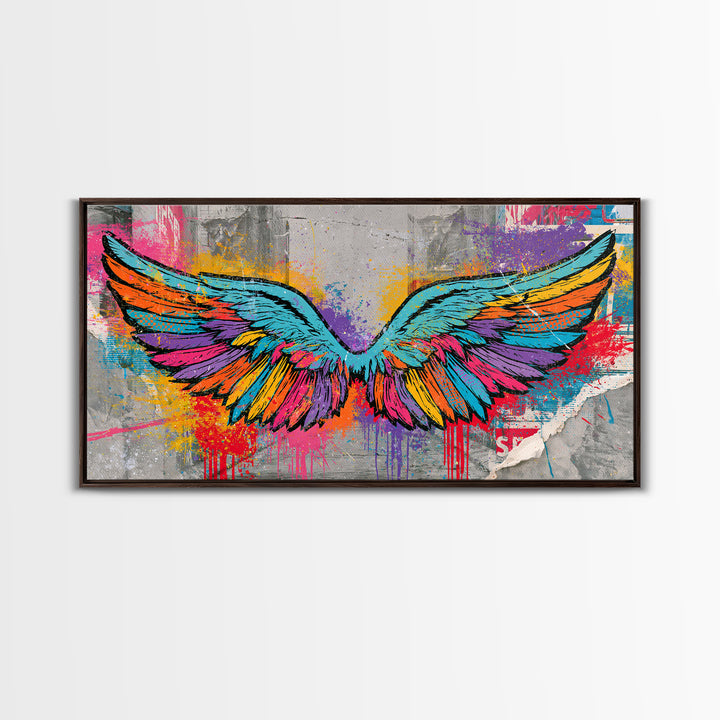 Graffiti Angel Wings Canvas Print, Street Art, Abstract Art, Living Room Decor, Fine Art, Urban, Anime Art, Original Artwork, STR-2x1-73