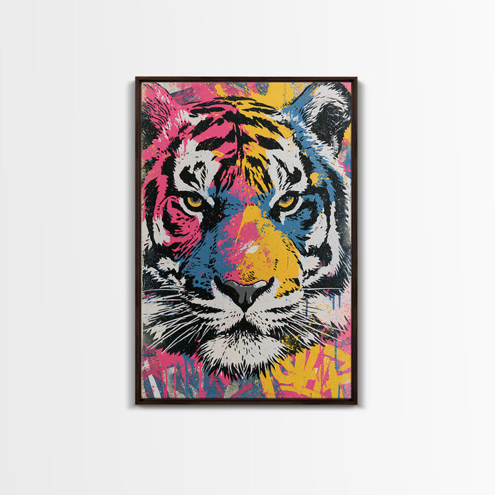 Spray Painted Tiger Face Canvas Print, Street Art, Gallery Decor, Living Room Decor, Fine Art, Urban, Wall Art, Home Decor, STR-2x3-16