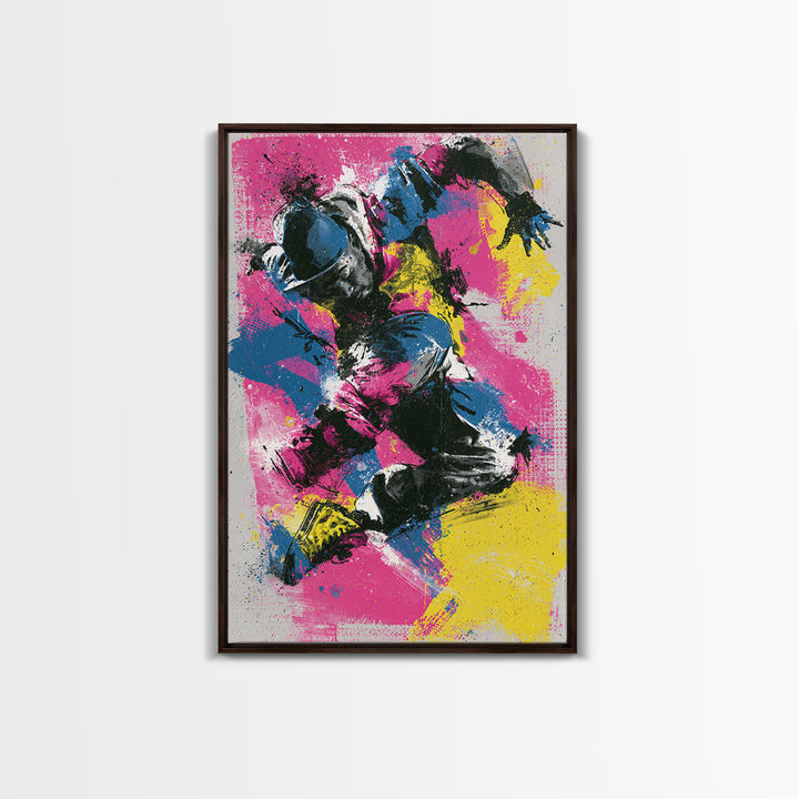 Breakdancer Frozen in Energetic Motion Canvas Print, Street Art, Art, Living Room Decor, Fine Art, Urban, Watercolor Painting, STR-2x3-50