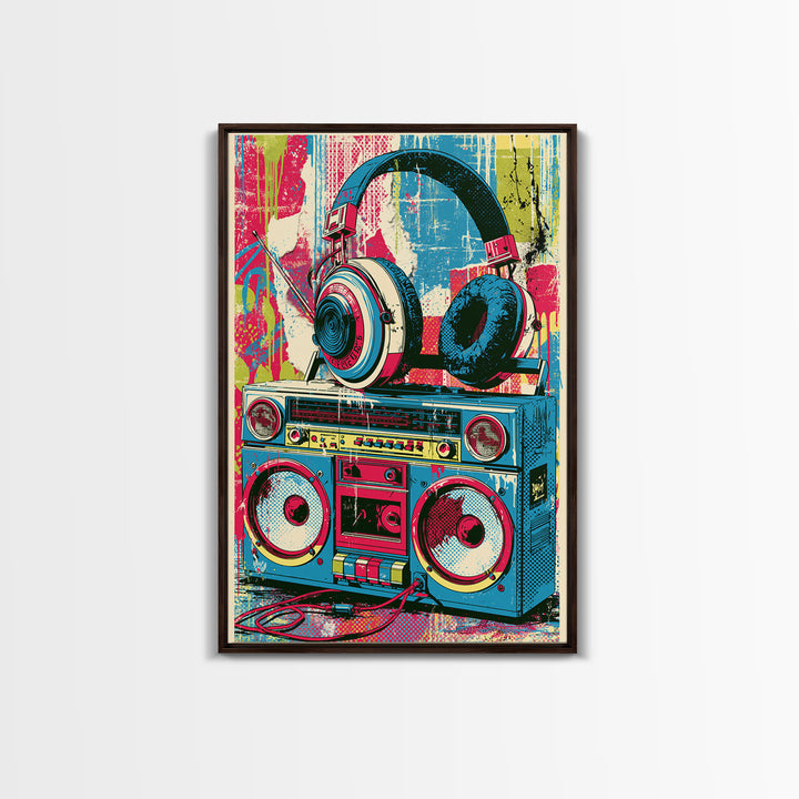 Boombox and Headphones Canvas Print, Street Art, Canvas Print, Living Room Decor, Fine Art, Urban, Graffiti Art, Gallery Decor, STR-2x3-65
