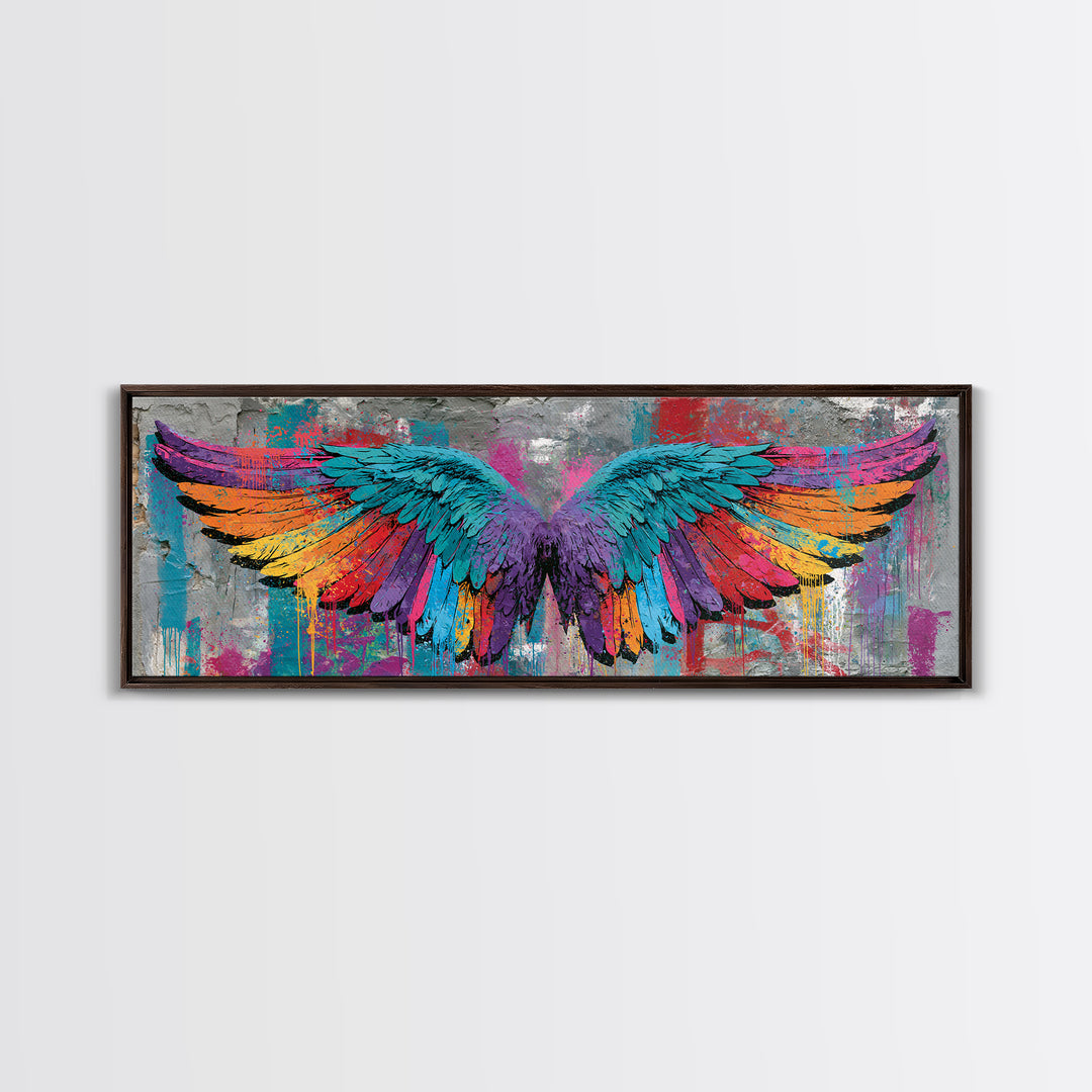 Graffiti Angel Wings Canvas Print, Street Art, Abstract, Living Room Decor, Fine Art, Urban, Luxury Decor, Art Print, STR-3x1-45