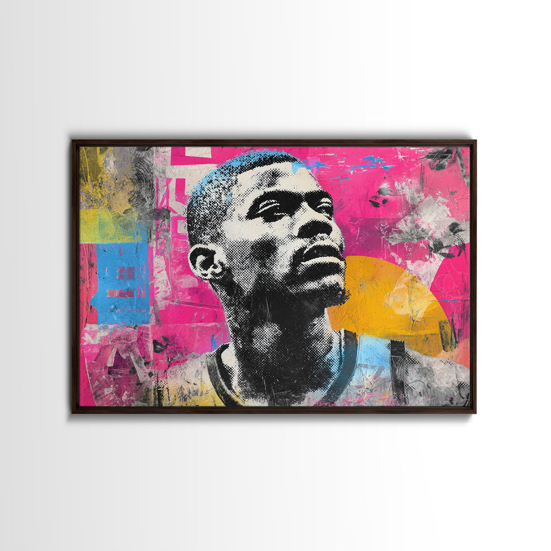 Street Basketball Player Framed Canvas Print, Street Art, Canvas Print, Living Room Decor, Fine Art, Urban, Graffiti Art, STR-3x2-10
