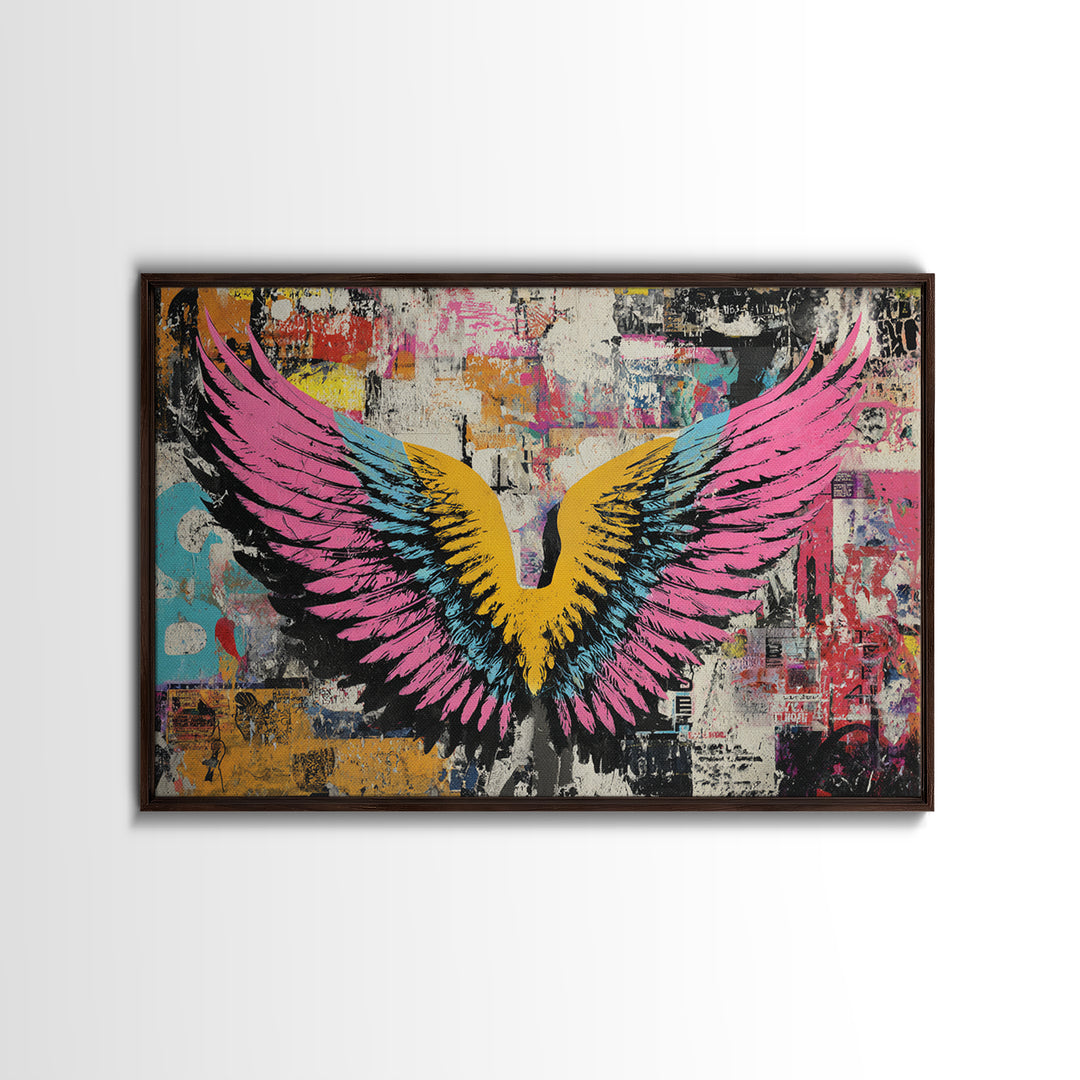 Graffiti Angel Wings Canvas Print, Street Art, Contemporary Art, Living Room Decor, Fine Art, Urban, Textured Painting, STR-3x2-57