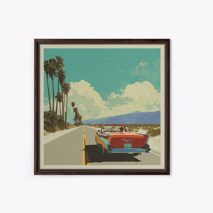 Route 66 Desert Road Framed Canvas Print, Travel Poster(2), Downloadable Prints, Living Room Decor, Watercolor Art, Voyage, TPO-1x1-39