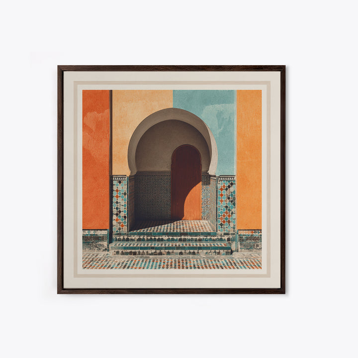 Marrakesh Arch and Tile Pattern Poster Framed Canvas Print, Travel Poster(2), Gallery Decor, Living Room Decor, Voyage, TPO-1x1-41